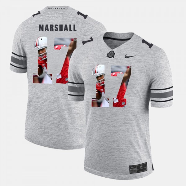 Ohio State Buckeyes Jalin Marshall Men's #17 Gray Pictorial Gridiron Fashion College Football Jersey 2404ERAL0